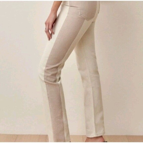 New Reformation Jeans Cynthia Tonal Reworked High Rise Straight Jeans Clay Sz 24 - Picture 4 of 16